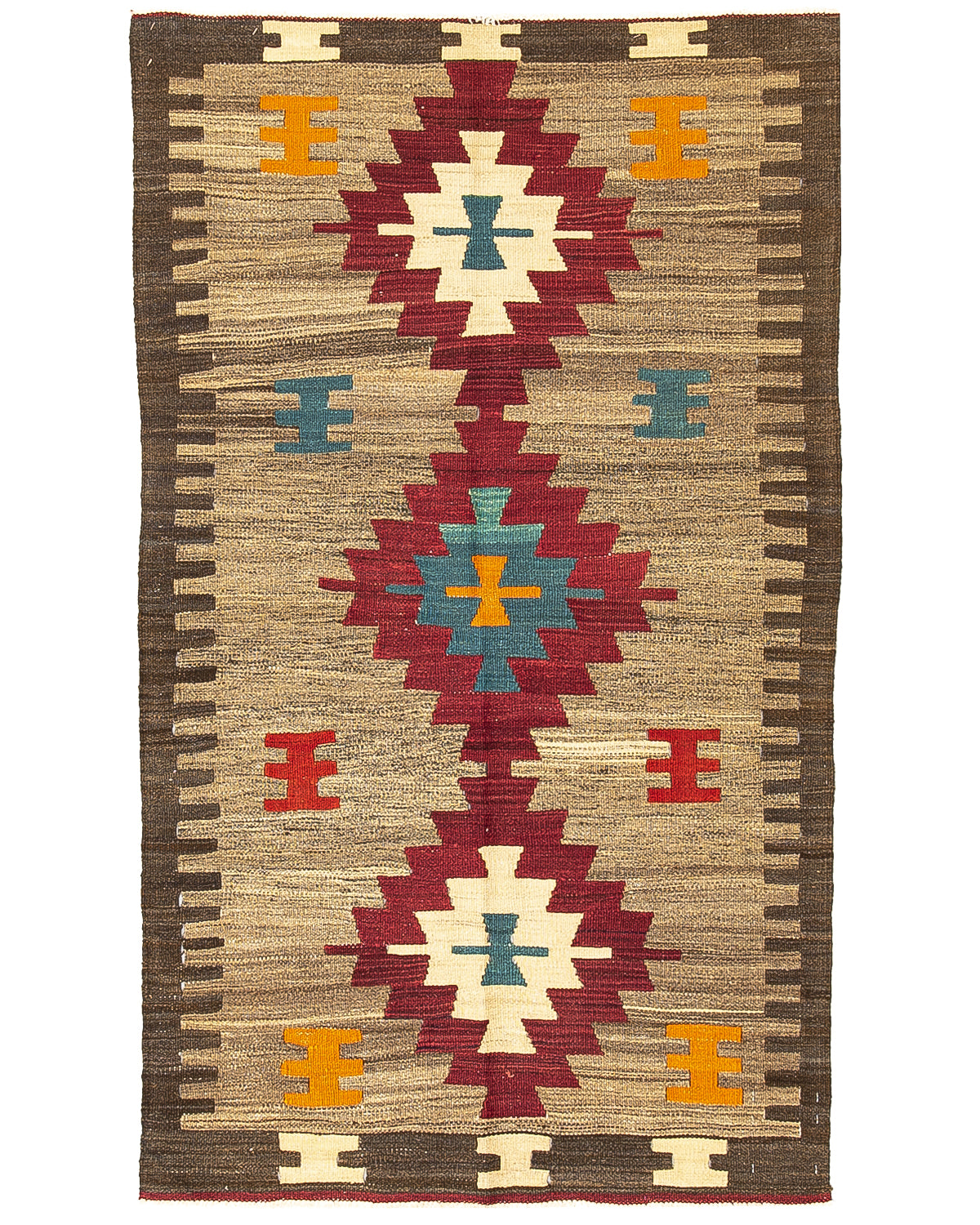 Oriental Kilim Anatolian Handmade Wool On Wool 88 X 150 Cm - 2' 11'' X 5' Brown C005 ER01