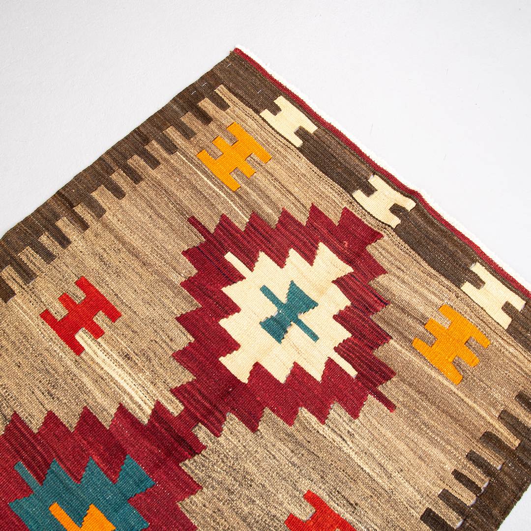 Oriental Kilim Anatolian Handmade Wool On Wool 88 X 150 Cm - 2' 11'' X 5' Brown C005 ER01