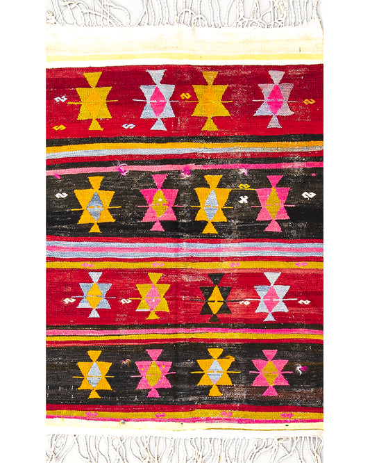 Oriental Kilim Anatolian Handmade Wool On Wool 89 X 135 Cm - 3' X 4' 6'' Red C014 ER01