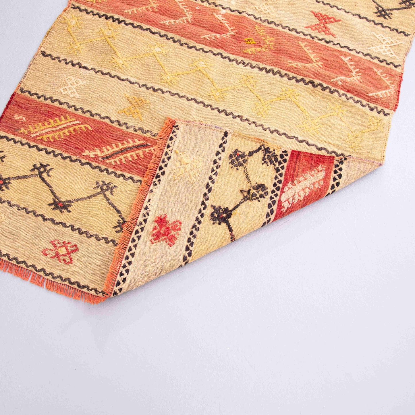 Oriental Kilim Anatolian Handmade Wool On Wool 89 X 144 Cm - 3' X 4' 9'' Sand C007 ER01