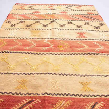 Oriental Kilim Anatolian Handmade Wool On Wool 89 X 144 Cm - 3' X 4' 9'' Sand C007 ER01