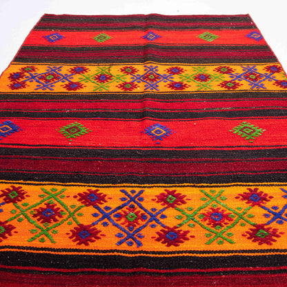 Oriental Kilim Anatolian Handmade Wool On Wool 90 X 147 Cm - 3' X 4' 10'' Burgundy C021 ER01