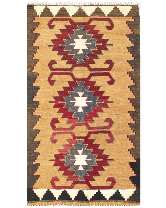 Oriental Kilim Anatolian Handmade Wool On Wool 90 X 156 Cm - 3' X 5' 2'' Orange C011 ER01