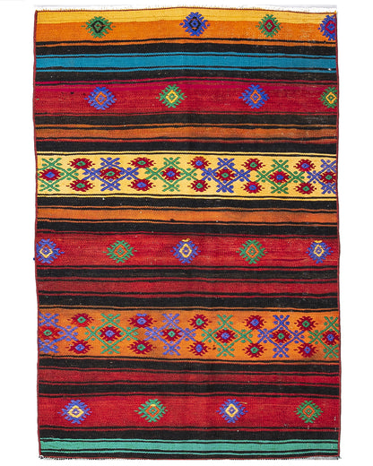 Kilim de Anatolia tejido a mano lana sobre lana único tradicional 91 x 139 cm - 3' x 4' 7'' m2: 1,2649
