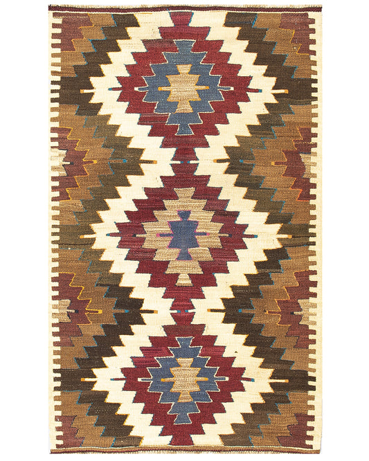 Oriental Kilim Anatolian Handmade Wool On Wool 92 X 145 Cm - 3' 1'' X 4' 10'' Stone C009 ER01