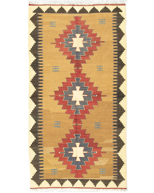 Kilim oriental de Anatolia, hecho a mano, de lana sobre lana, 93 x 171 cm, piedra C009 ER01