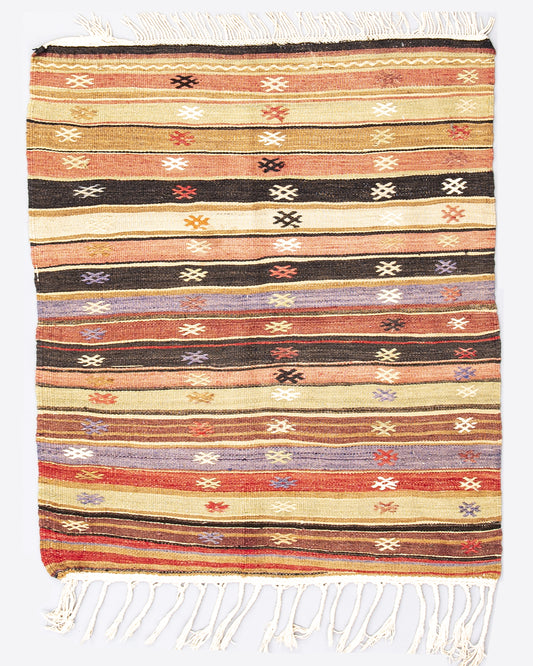 Oriental Kilim Anatolian Handmade Wool On Wool 95 X 120 Cm - 3' 2'' X 4' Sand C007 ER01