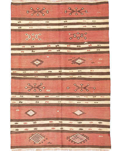Oriental Kilim Anatolian Handmade Wool On Wool 96 X 145 Cm - 3' 2'' X 4' 10'' Pink C004 ER01