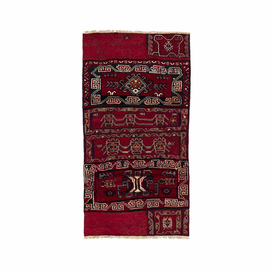 Oriental Kilim Bahtiyari Handmade Wool On Cotton 91 X 176 Cm - 3' X 5' 10'' Burgundy C021 ER01
