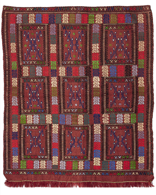 Oriental Kilim Cicim Handmade Wool On Wool 120 X 144 Cm - 4' X 4' 9'' Brown C005 ER01