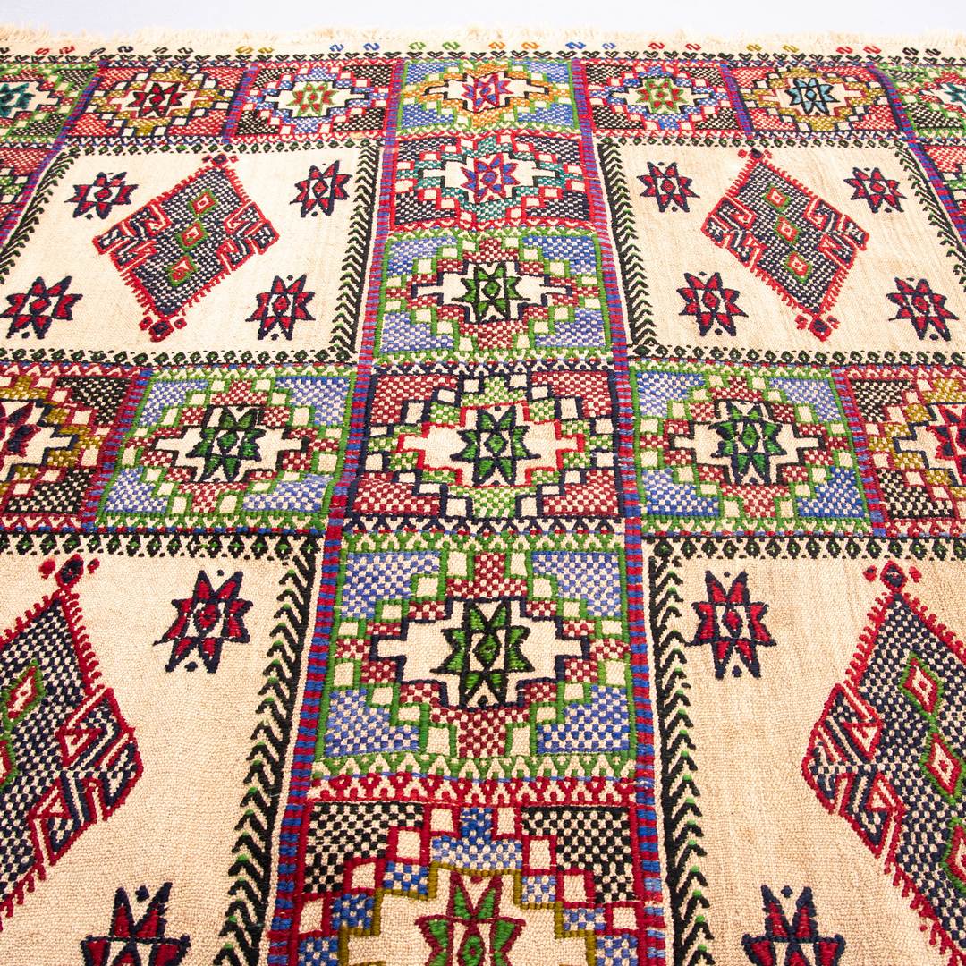 Oriental Kilim Cicim Handmade Wool On Wool 130 X 140 Cm - 4' 4'' X 4' 8'' Multicolor C016 ER01