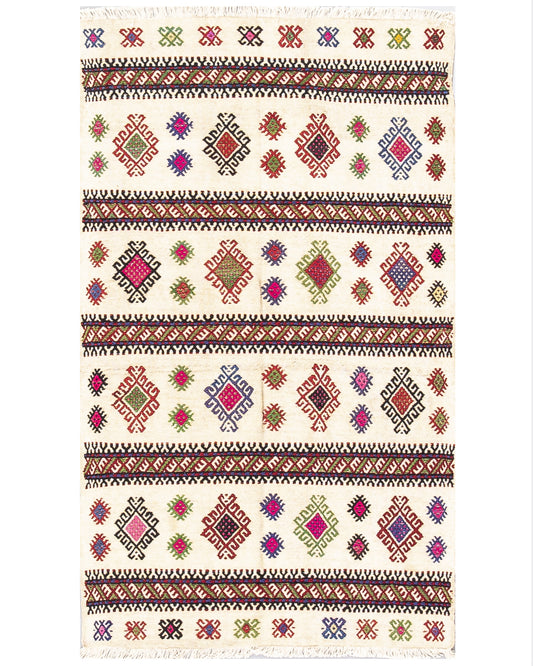 Oriental Kilim Cicim Handmade Wool On Wool 70 X 110 Cm - 2' 4'' X 3' 8'' Sand C007 ER01