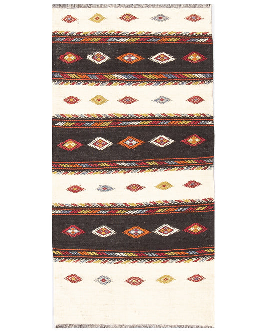Oriental Kilim Cicim Handmade Wool On Wool 73 X 145 Cm - 2' 5'' X 4' 10'' Sand C007 ER01