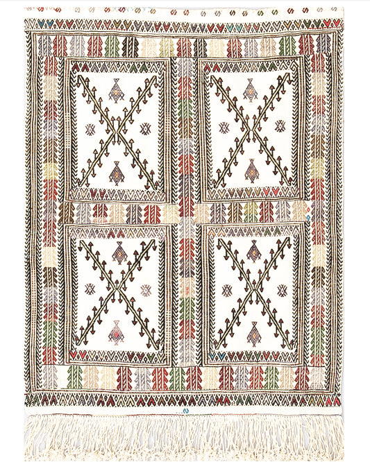 Oriental Kilim Cicim Handmade Wool On Wool 96 X 125 Cm - 3' 2'' X 4' 2'' Sand C007 ER01