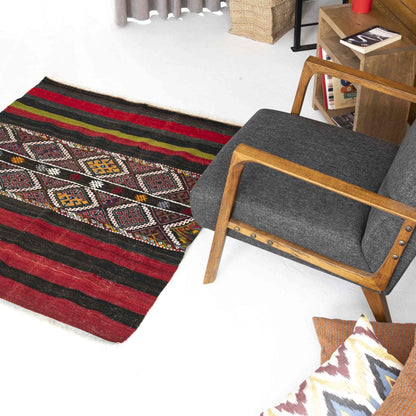 Oriental Kilim Cicim Handmade Wool On Wool 129 x 142 Cm - 4' 3'' x 4' 8'' ER01