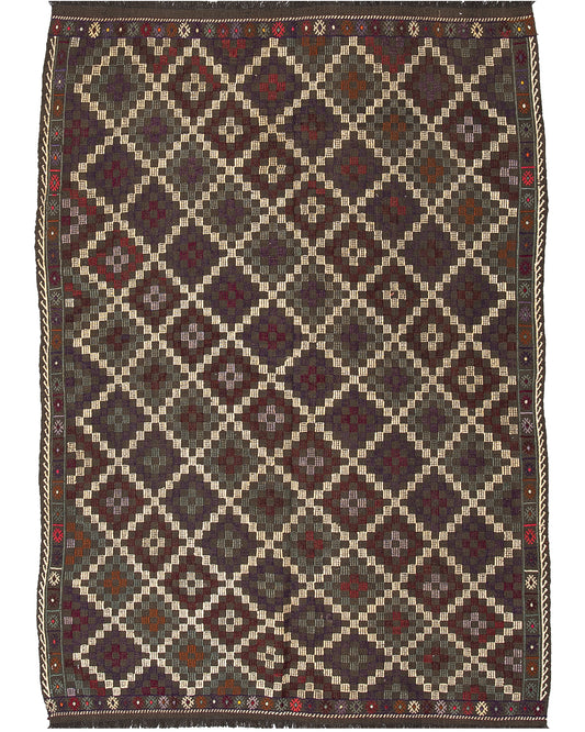 Oriental Kilim Cicim Handmade Wool On Wool 132 X 187 Cm - 4' 4'' X 6' 2'' Brown C005 ER01