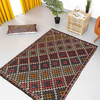 Oriental Kilim Cicim Handmade Wool On Wool 142 X 190 Cm - 4' 8'' X 6' 3'' ER01