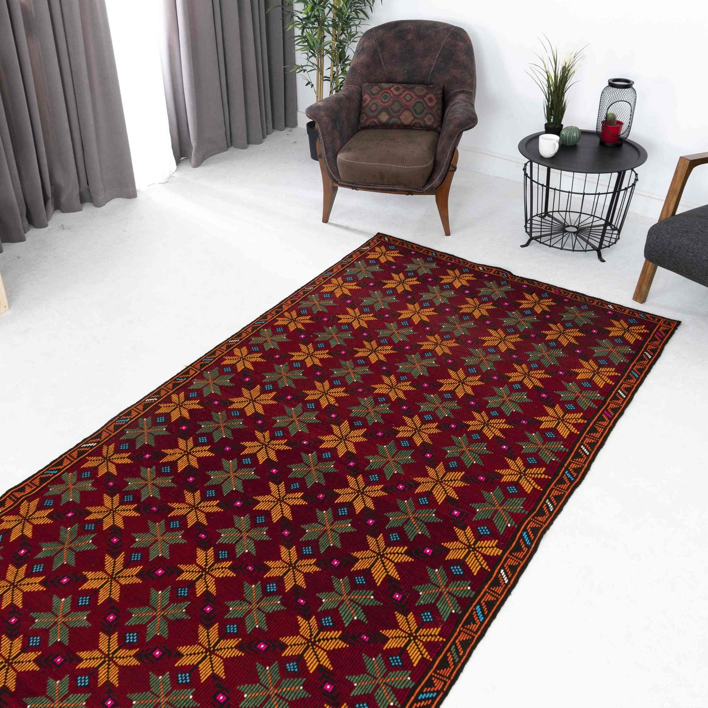 Oriental Kilim Cicim Handmade Wool On Wool 150 x 280 Cm - 5' x 9' 3'' Red C014 ER12
