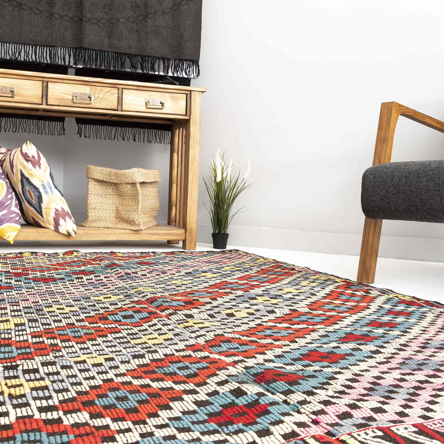 Oriental Kilim Cicim Handmade Wool On Wool 162 x 183 Cm - 5' 4'' x 6' 1'' Multicolor C016 ER12