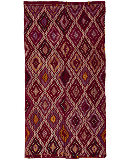Oriental Kilim Cicim Handmade Wool On Wool 166 X 313 Cm - 5' 6'' X 10' 4'' Burgundy C021 ER12