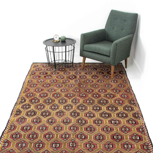 Oriental Kilim Cicim Handmade Wool On Wool 171 X 278 Cm - 5' 8'' X 9' 2'' Red C014 ER12