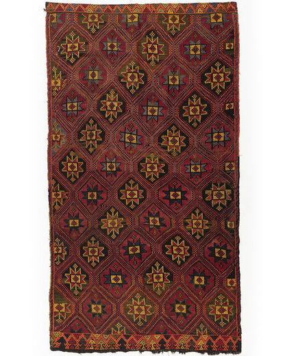 Oriental Kilim Cicim Handmade Wool On Wool 173 X 318 Cm - 5' 9'' X 10' 6'' Burgundy C021 ER12