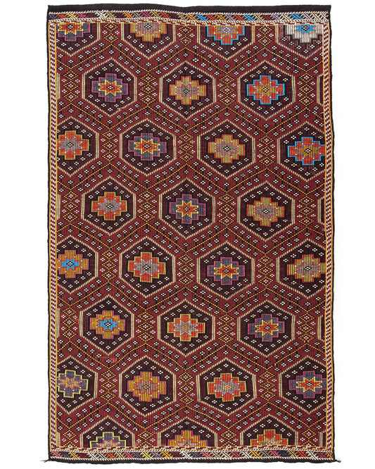 Oriental Kilim Cicim Handmade Wool On Wool 183 X 295 Cm - 6' 1'' X 9' 9'' Brown C005 ER12