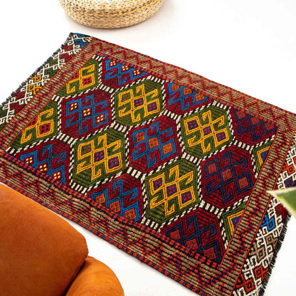 Oriental Kilim Cicim Handmade Wool On Wool 87 x 124 Cm - 2' 11'' x 4' 1'' ER01