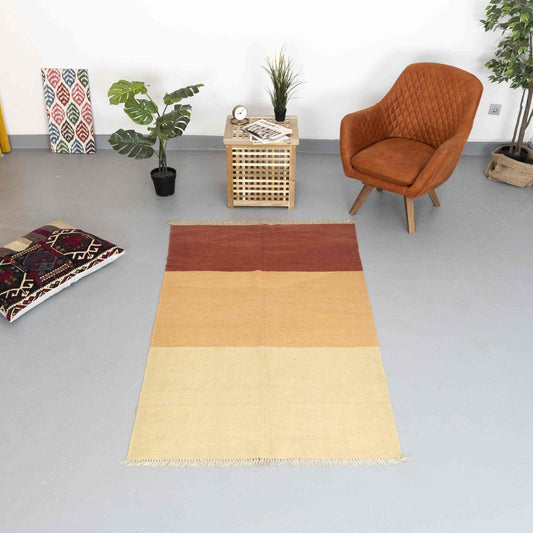 Oriental Kilim Denizli Handmade Wool On Wool 130 x 210 Cm - 4' 4'' x 6' 11'' Multicolor C016 ER12