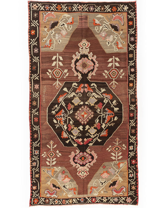 Authentic Kilim Gocmen Handmade Wool On Wool 181 X 330 Cm - 6' X 10' 10'' Brown C005 ER23