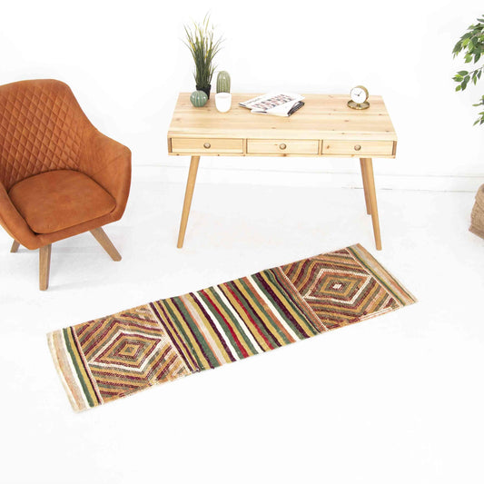 Oriental Kilim Heybe Handmade Wool On Wool 57 x 184 Cm - 1' 11'' x 6' 1'' Multicolor C016 ER01