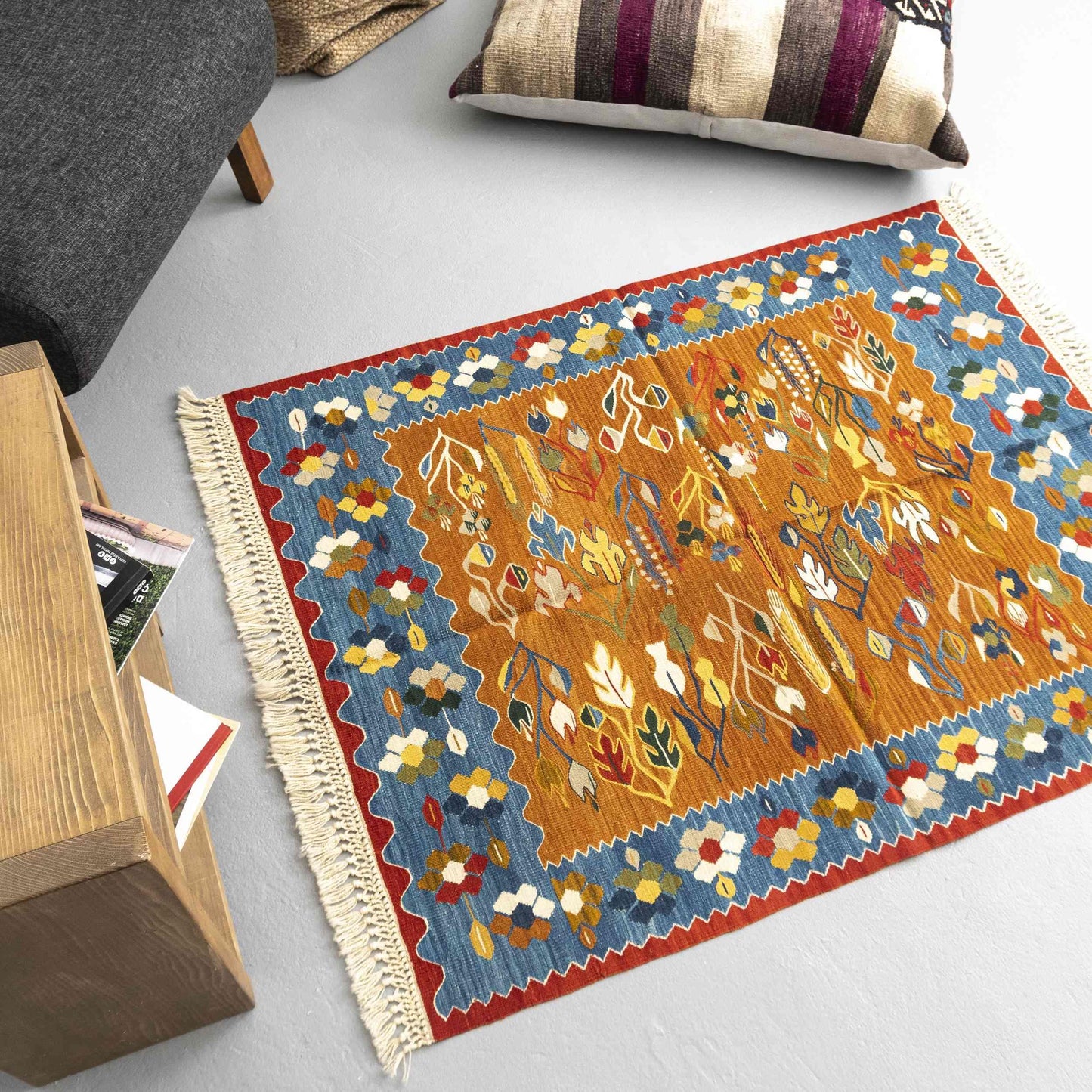 Oriental Kilim Konya Handmade Wool On Wool 92 x 118 Cm - 3' 1'' x 3' 11'' ER01