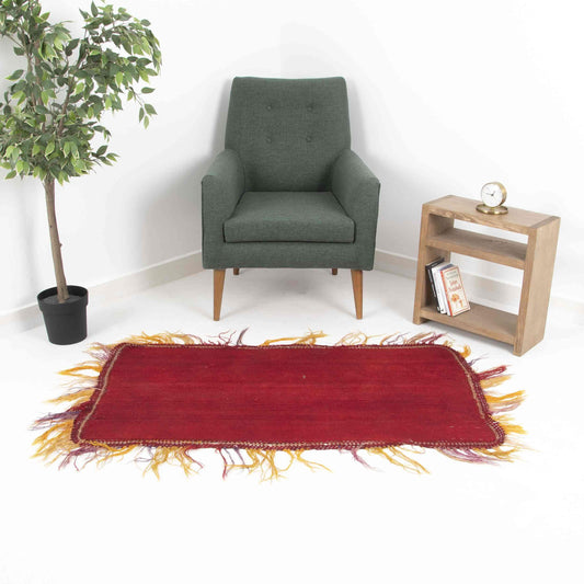 Oriental Kilim Perde Handmade Wool On Wool 79 x 138 Cm - 2' 8'' x 4' 7'' Red C014 ER01