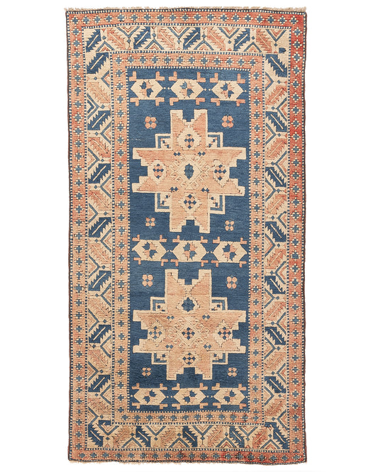 Oriental Rug Anatolian Hand Knotted Wool On Wool 145 X 276 Cm - 4' 10'' X 9' 1'' Navy Blue C012 ER12