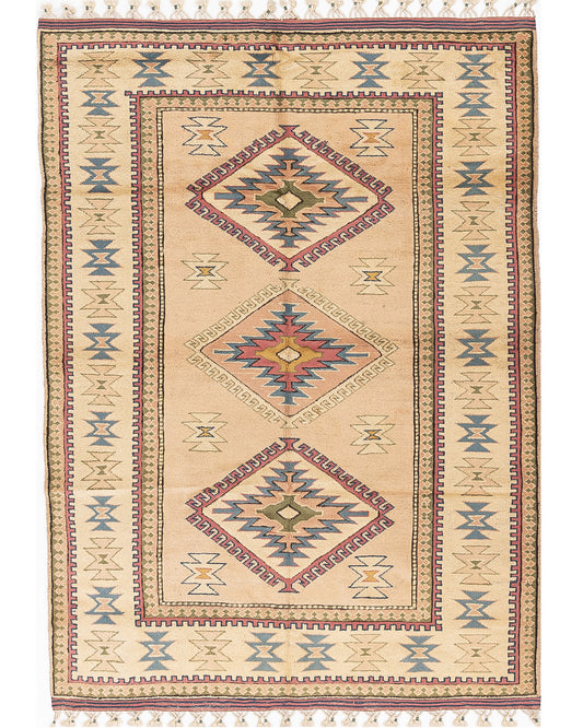 Oriental Rug Anatolian Hand Knotted Wool On Wool 176 X 251 Cm - 5' 10'' X 8' 3'' Sand C007 ER12