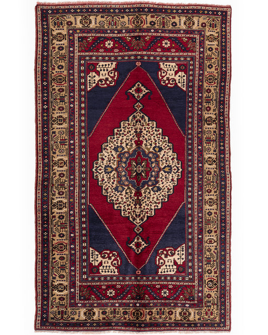 Alfombra oriental de Anatolia anudada a mano de lana sobre lana 185 X 285 cm - 6' 1'' X 9' 5'' Rojo C014 ER12