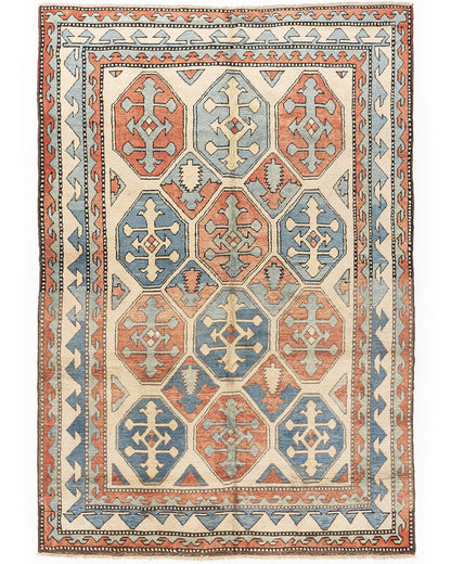 Oriental Rug Anatolian Hand Knotted Wool On Wool 197 X 284 Cm - 6' 6'' X 9' 4'' Blue C010 ER12