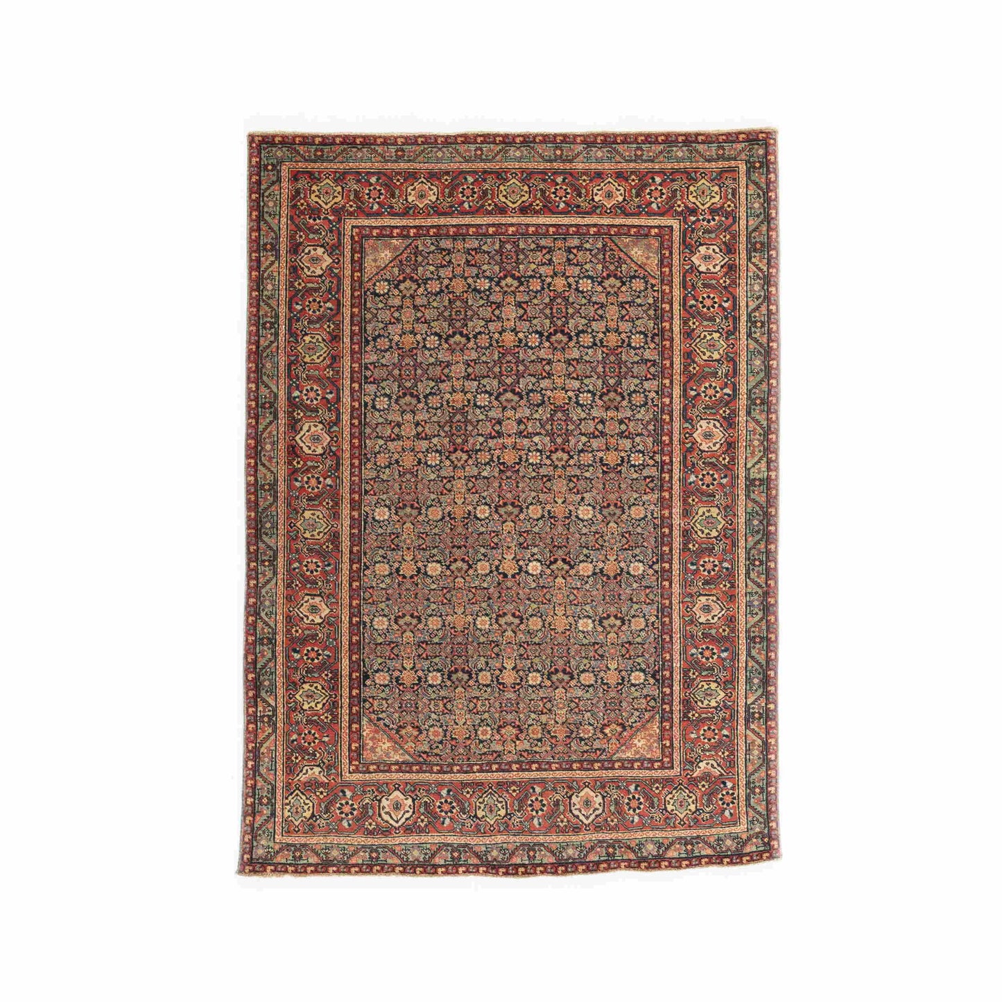 Oriental Rug Anatolian Handmade Wool On Cotton 138 X 191 Cm - 4' 7'' X 6' 4'' Red C014 ER01