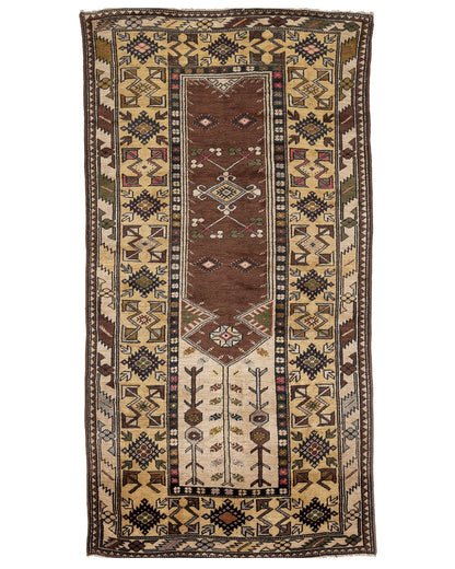 Oriental Rug Anatolian Handmade Wool On Wool 117 X 218 Cm - 3' 11'' X 7' 2'' Brown C005 ER01