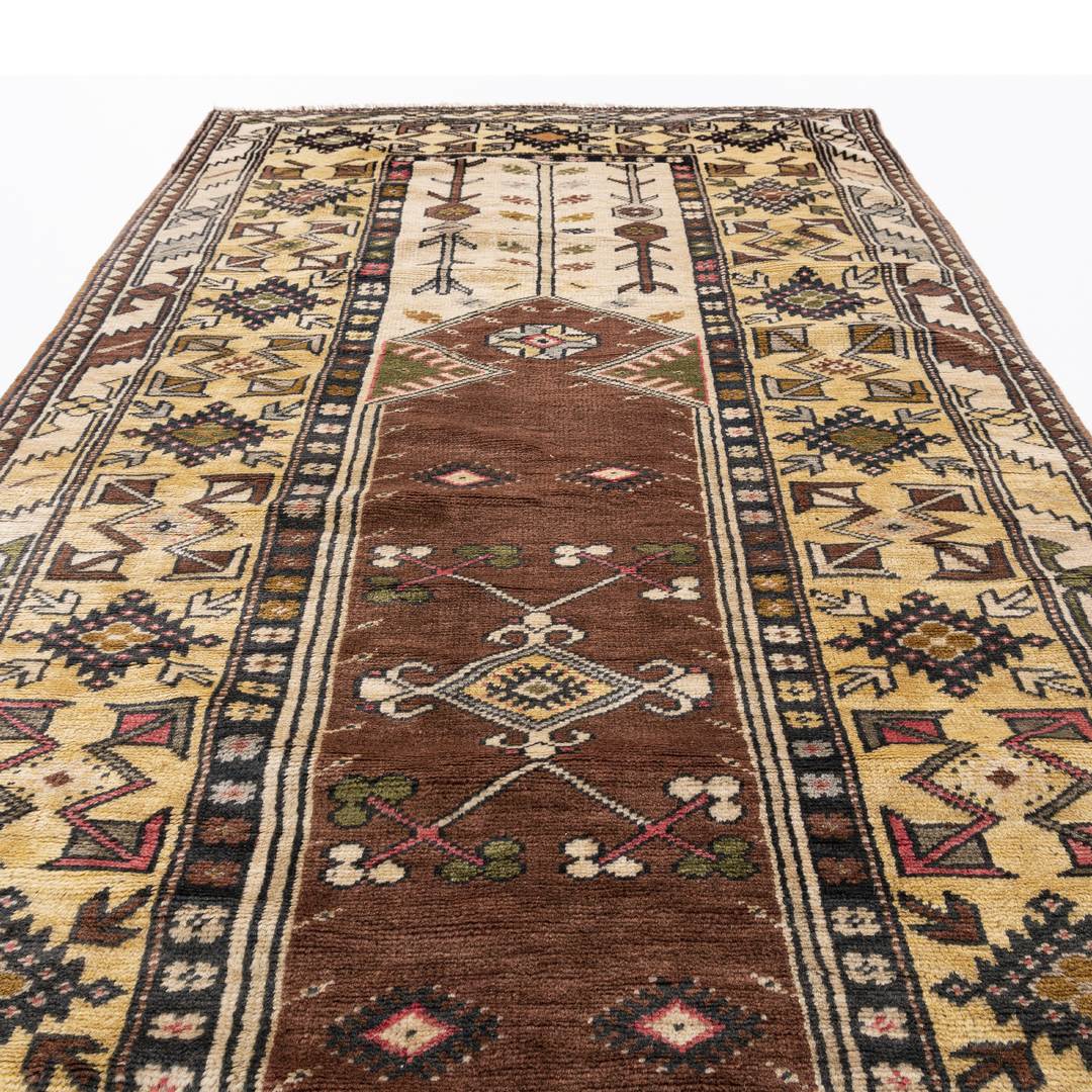 Oriental Rug Anatolian Handmade Wool On Wool 117 X 218 Cm - 3' 11'' X 7' 2'' Brown C005 ER01