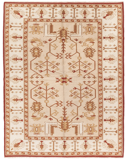 Oriental Rug Anatolian Handmade Wool On Wool 167 X 215 Cm - 5' 6'' X 7' 1'' Sand C007 ER12