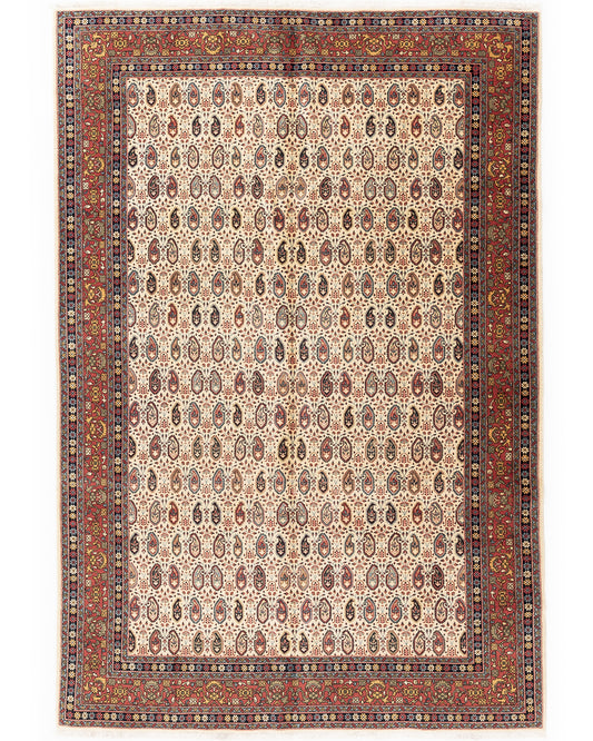 Oriental Rug Hereke Hand Knotted Wool On Cotton 202 X 292 Cm - 6' 8'' X 9' 7'' Sand C007 ER23