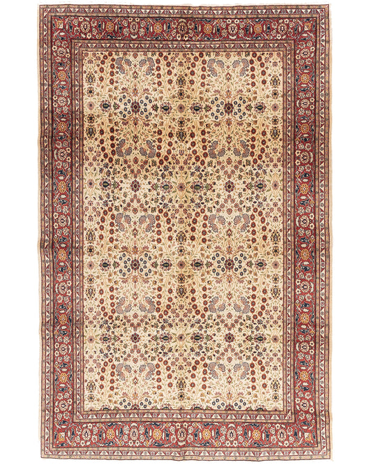 Oriental Rug Hereke Hand Knotted Wool On Cotton 203 X 310 Cm - 6' 8'' X 10' 3'' Sand C007 ER23