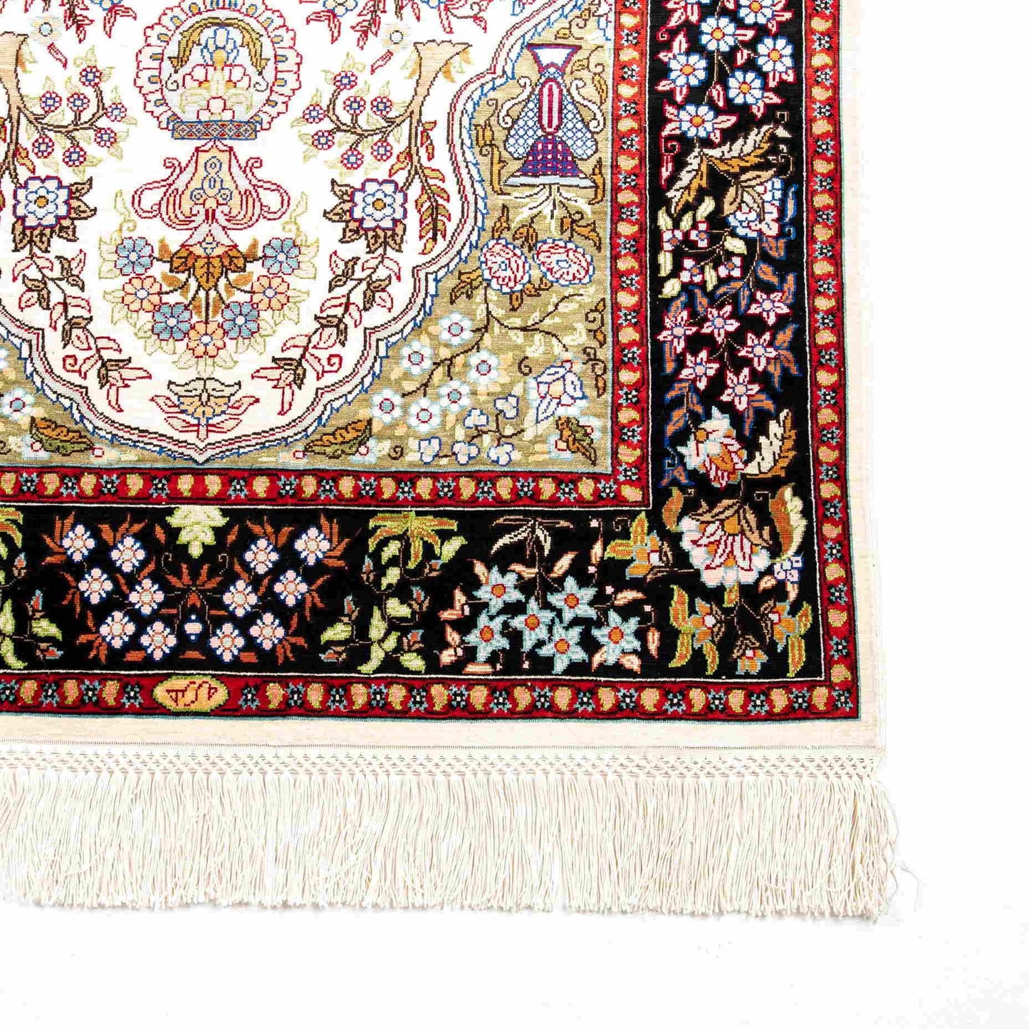 Oriental Rug Hereke Handmade Pure Silk - 79 X 123 Cm - 2' 8'' X 4' 1'' Black C002 ER01