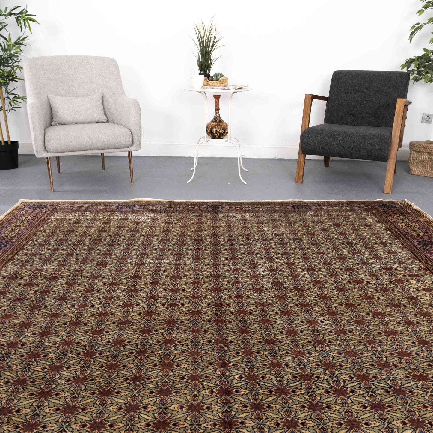 Oriental Rug Kayseri Handwoven Wool On Cotton 256 x 356 Cm - 8' 5'' x 11' 9'' Brown C005 ER34