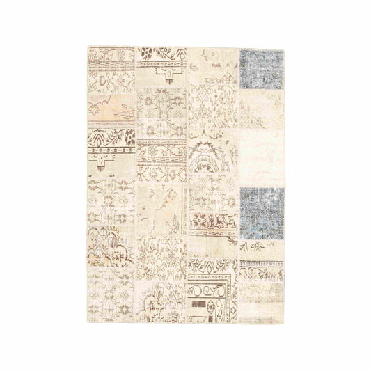 Oriental Rug Patchwork Hand Knotted Wool On Cotton 170 x 240 Cm - 5' 7'' x 7' 11'' Sand C007 ER12