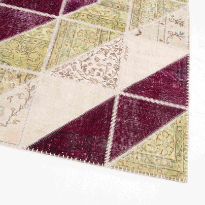 Oriental Rug Patchwork Hand Knotted Wool On Wool 118 x 200 Cm - 3' 11'' x 6' 7'' Multicolor C016 ER01