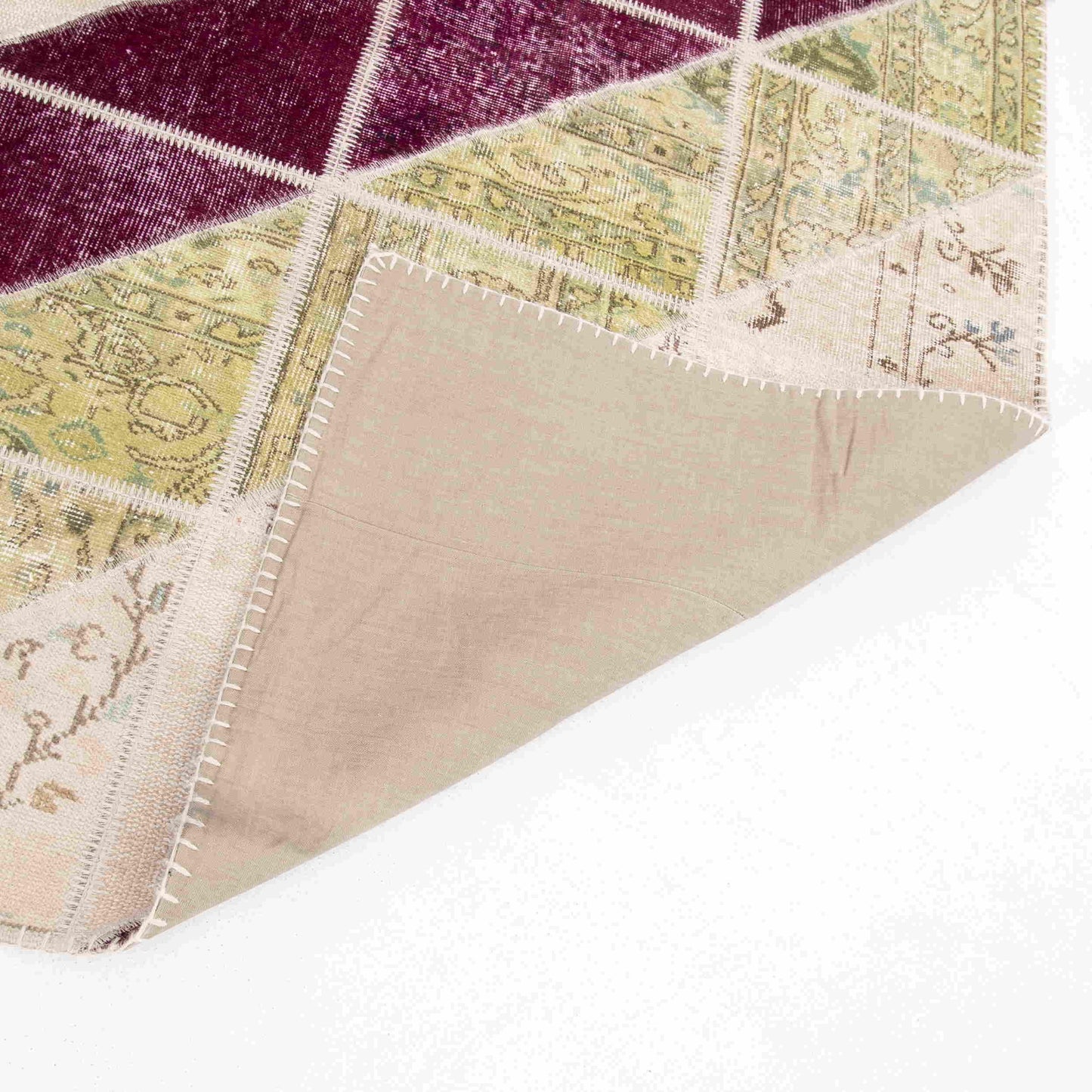 Oriental Rug Patchwork Hand Knotted Wool On Wool 118 x 200 Cm - 3' 11'' x 6' 7'' Multicolor C016 ER01