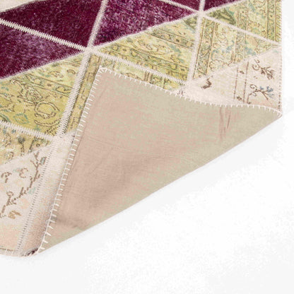 Oriental Rug Patchwork Hand Knotted Wool On Wool 118 x 200 Cm - 3' 11'' x 6' 7'' Multicolor C016 ER01