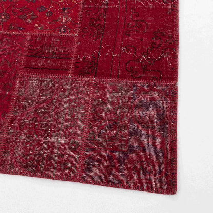 Oriental Rug Patchwork Hand Knotted Wool On Wool 200 x 200 Cm - 6' 7'' x 6' 7'' Fuchsia C020 ER12